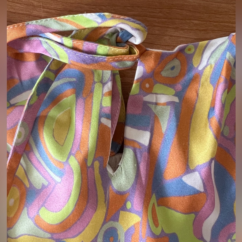 Olivia Rubin Amaya Abstract Print Midi Slip Multicolor Ruffle Dress Size 14 - Picture 9 of 15